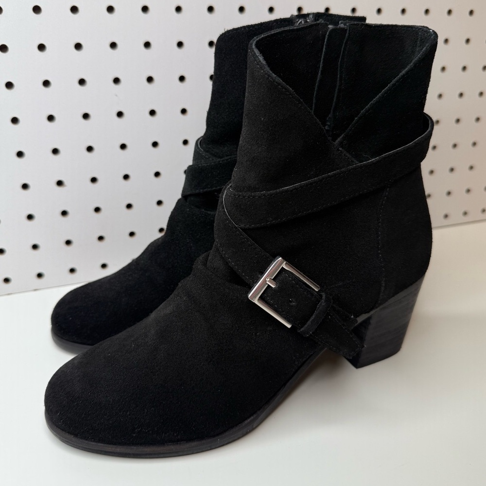 Anthropologie Matisse Harper Black Suede Leather Ankle Boots Women’s 7M Side Zip - Picture 10 of 16
